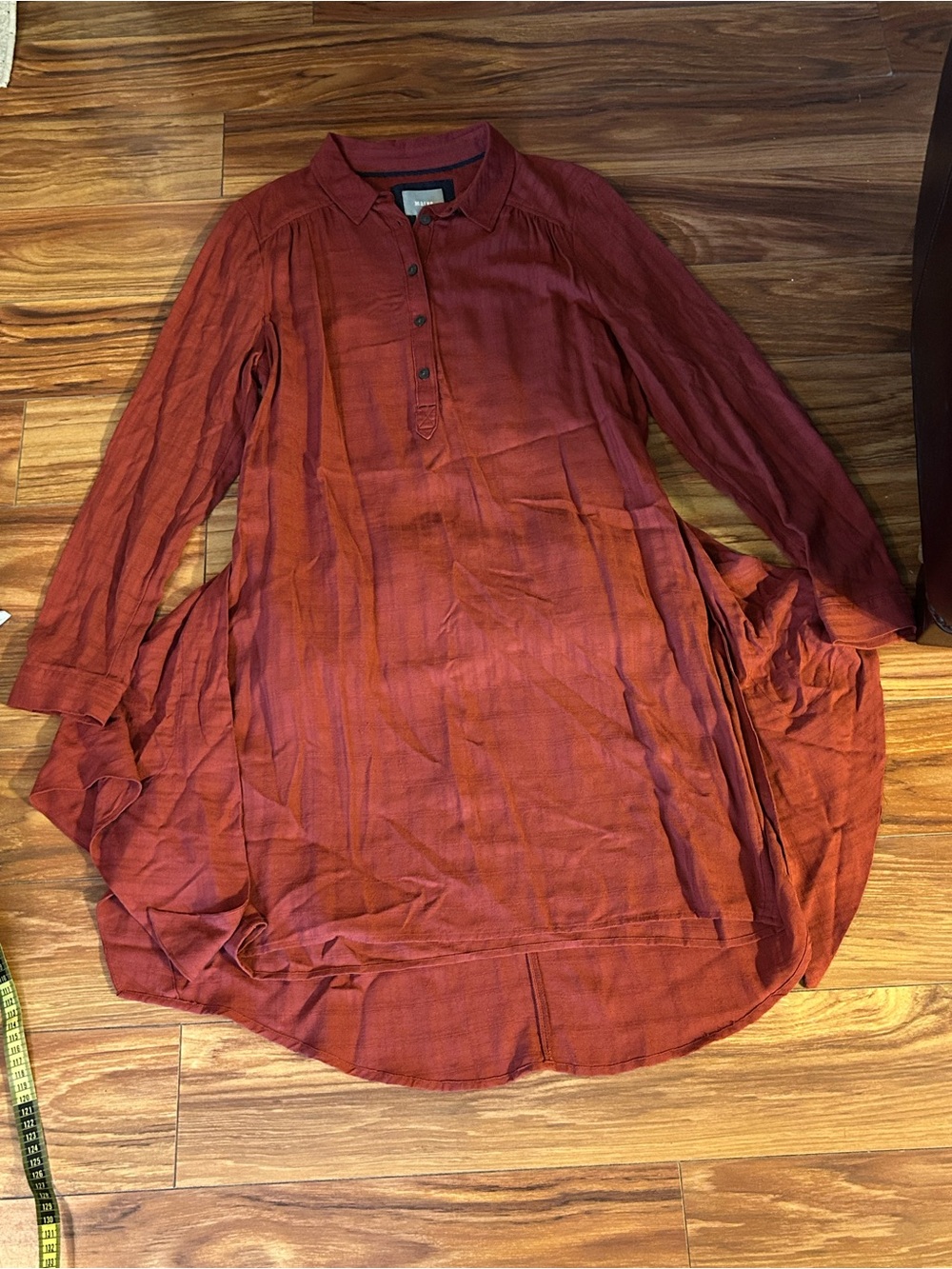Maeve Anthropologie Rust Bloomsbury tie shirt dress. Sz. 6 - Picture 6 of 16